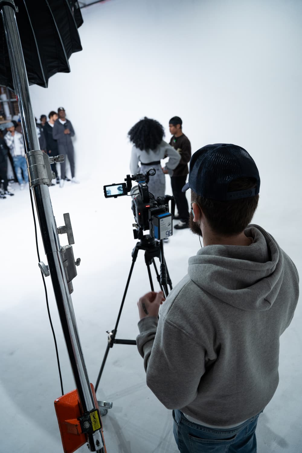 Camera operator shooting on set